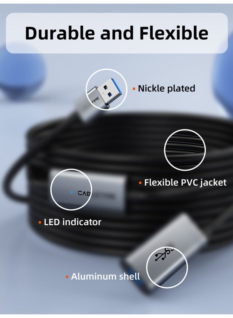كابل تايم كابل تمديد USB 3.0 نشط، ذكر إلى أنثى، مع مضخم صوت - Image 3